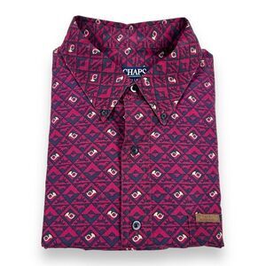 Vintage Chaps Ralph Lauren Shirt Mens Size Large‎ L Red Long Sleeve Button Down
